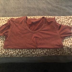 Aerie rust colored distressed basic scoop neck tee